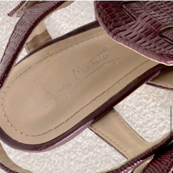 5/$25 Anne Michelle Burgundy Faux Leather Pointed Toe Sling Back Heels 8.5 - Picture 8 of 13